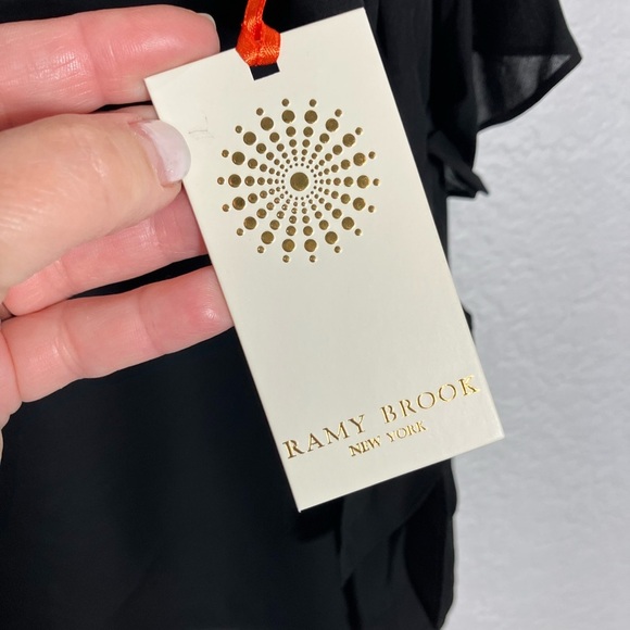 🔥SALE🔥 Ramy Brook black silk Penelope sleeveless top with OTS ties NWT Sm - Picture 3 of 10